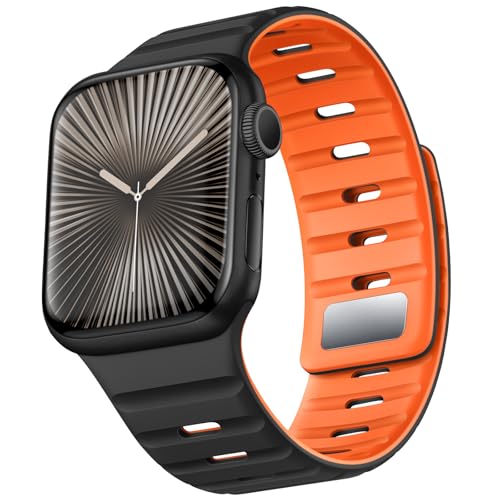 Suitisbest Compatible with Apple Watch Ultra 2 Straps 49mm 46mm 45mm 44mm 42mm 40mm 41mm 38mm for Men Women, Silicone Sport Band with Magnetic Closure for iWatch Ultra 2 Series 10 9 8 7 SE 6 5 4 3 2 1