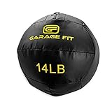 Garage Fit Soft Medicine Ball/Wall Ball/Wallball Plyometrics, Core Training, Cardio Workouts - Ideal for Wall Balls Squats, Lunges, Partner Toss, Slam (Black, 14 lb 6.4 kg)