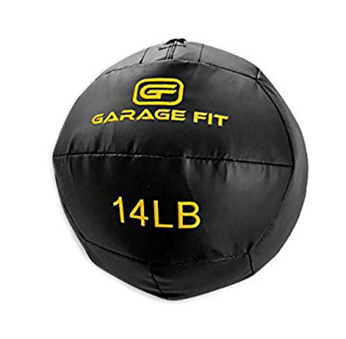 Garage Fit Soft Medicine Ball/Wall Ball/Wallball Plyometrics, Core Training, Cardio Workouts - Ideal for Wall Balls Squats, Lunges, Partner Toss, Slam (Black, 14 lb 6.4 kg)