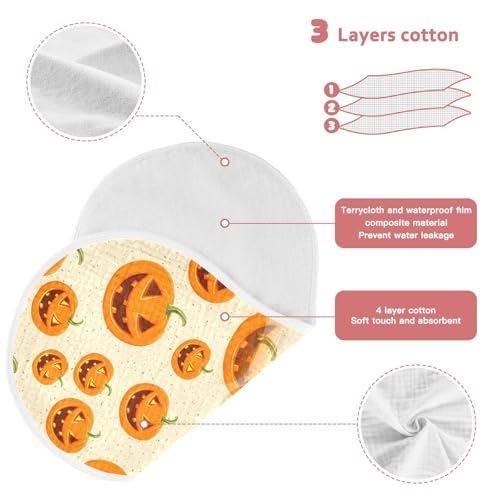 Muslin Baby Burp Cloths Set of 4, Soft Absorbent Orange Pumpkin Speckles Cotton Burping Cloth, Milk Spit Up Rags for Newborn Unisex, 22 x 11 Inch4