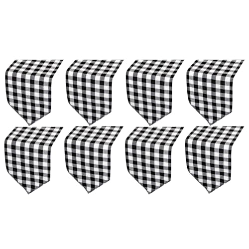 8 Pack Buffalo Check Table Runners Plaid Table Runner for Christmas Dinner, Lumberjack Party, Outdoor or Indoor Gatherings Table Home Decorations (Black & White, 72 inches)