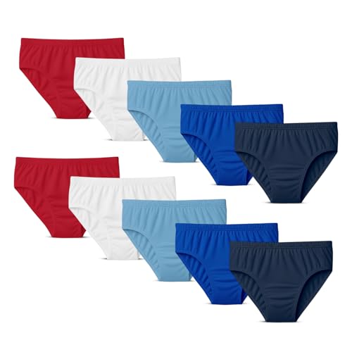 Belvian Boys 10 Pack 100% Cotton Briefs – Soft & Breathable Underwear Knickers, Ages 2 to 16 Years (UK, Age, 5 Years, 6 Years, Regular, Red Blue Mix)