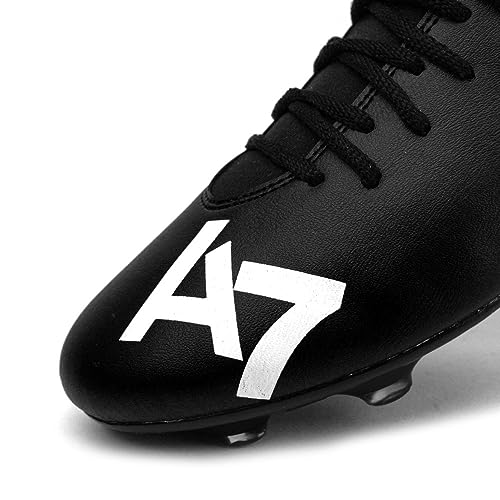 Chuteira A7 Botinha Futebol De Campo + Caneleira + Meião (Preto, BR, Adulto, Numérico, 44)