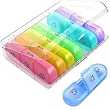 MiLifeStyle ピルケース 薬ケース サプリメントケース 薬入れ 一週間 1日3回 飲み忘れ防止 薬整理 小物入れ 旅行 出張 携帯用 (レインボー)