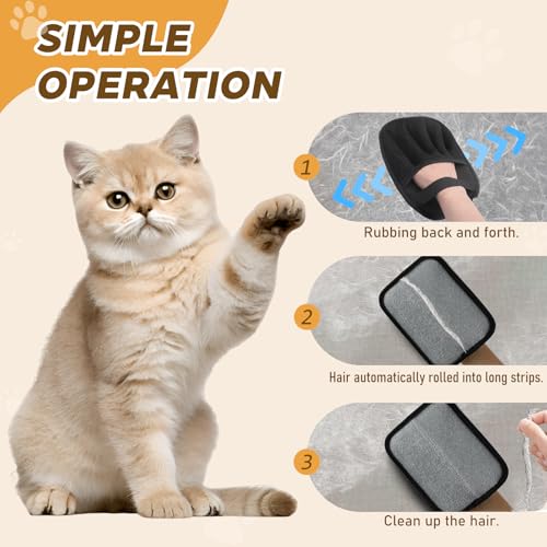 Image of Pet Hair Remover, Electrostatic Pet Hair Removal Gloves, Reusable Cat & Dog Hair Removal Tool, 2025 Upgraded Pet Grooming Gloves for Couch, Furniture, Carpet (1 Pack)