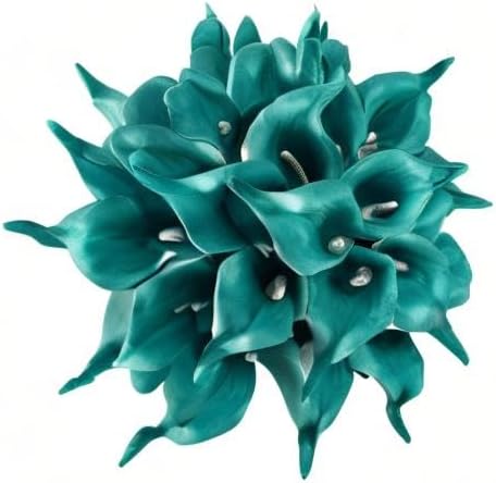 Miniatura 5 de 22 flores artificiales de lirio de pavo real real Lataex de 13.4 pulgadas, para decoración del hogar para flores de primavera, cocina del hogar,