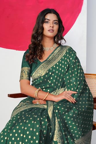 Image of Subham Saree for Woman Silk Cotton Kanjivaram | Soft Daily Wear Golden Zari Sari with Jacquard Blouse Piece