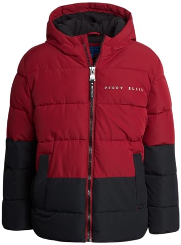 Perry Ellis Boys’ Winter Jacket – Quilted Fleece Lined Hooded Bubble Puffer Coat – Warm Insulated Jacket for Boys (4-20), Size 10-12, Dark Red/Black Perry Ellis Boys’ Winter Jacket – Quilted Fleece Lined Hooded Bubble Puffer Coat – Warm Insulated Jacket for Boys (4-20), Size 10-12, Dark Red/Black