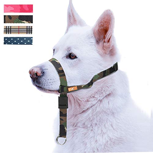wintchuk Patterned Dog Head Collar with 4 Colorful Designs, Head Harness Stops Dog