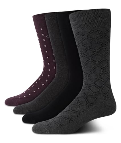 Calvin Klein Men's Crew Socks - 4 Pack Lightweight Combed Cotton Blend Dress Socks - Breathable Socks for Men (7-12), Size 7-12, Heather Grey