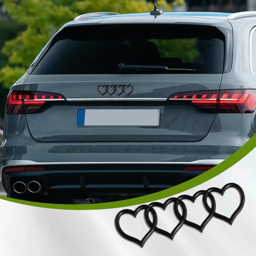 Image of Love Heart Logo Rear Trunk Emblem Badge, 3D Car Exterior Decoration Sticker, Replacement Decal Compatible with Most Cars, Trucks, SUVs