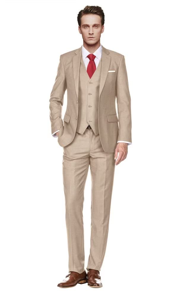 Slim Fit 3-teiliger Anzug für Herren, zwei Knöpfe, Business Hochzeits-Smoking, Anzug-Set, Jacke, Weste, Hose, mit Krawatte
