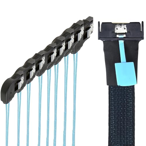 Cable Convertidor MCIO PCIe Slimline SFF-8654 8i a 8x SATA 7P Ángulo Recto 0.5m miniatura 2
