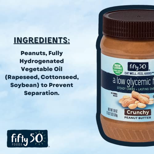 Fifty50 Foods Low Glycemic, No Added Sugar, No Stir Crunchy Peanut Butter, 18 Ounce (Pack Of 2) #TOP5