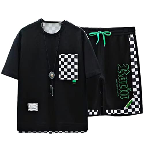 T-shirt et short de sport coréen pour vos entraînements urbains et sorties chill noir XS