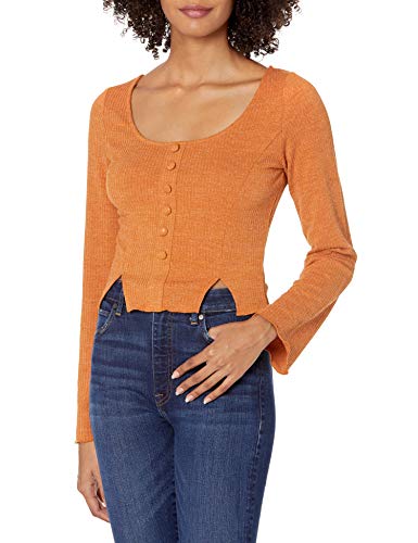 KENDALL + KYLIE Women's Lettuce Hem Knit Top,...