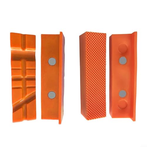 4Pcs ﻿ Vise Jaw, Magnetic Soft Pad Jaw Pad, Bench Clamps, Rubber Soft Vice Jaws Replacement for Metal Vise Bench Machine Tools​ (4 5 6Inch)(4inch Orange)