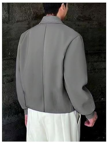 OYOANGLE Men's Long Sleeve Lapel Collared Sweatshirt V Neck Solid Casual Pullover Tops Shirt2