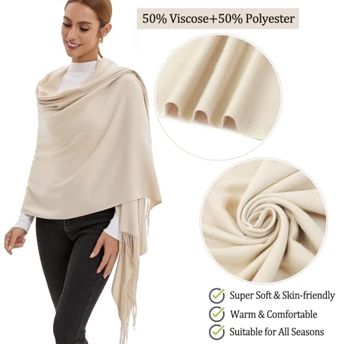 Image of Pashmina Scarf and Shawl - Soft Women Pashminas Wrap for Wedding Evening Party dresses