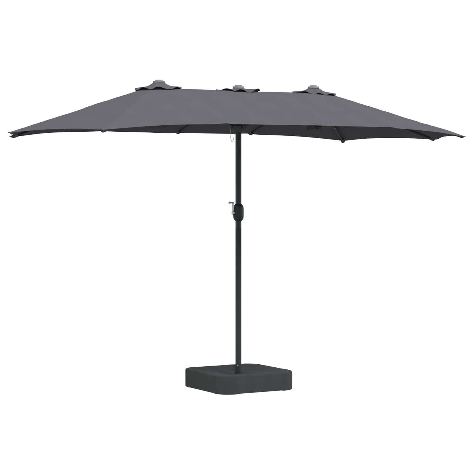 Sombrilla de jardín antracita 385 x 209 x 244 cm, poliéster resistente a los rayos UV, plegable con manivela, iluminación LED solar para terraza, balcón y jardín