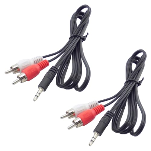 RecDec 2 Pack 3.5mm to RCA Cable RCA to 3.5mm AUX Cable 5Ft 1/8'' Male TRS Stereo Jack to 2RCA Connector Plugs Adapter Audio Cables for Amplifier Speaker Sound System Home Theater Soundbar Mixer TV