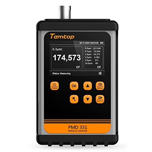 Temtop PMD331 Portable Particle Counter - Handheld Aerosol Dust Monitor, Detects 0.3μm-10μm Particles, ISO-21501 Certified, Professional Air Quality Detection for Cleanroom, RS-232