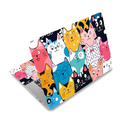 Autocollant en vinyle pour ordinateur portable 12 à 15 pouces motif chat PLIGREAT