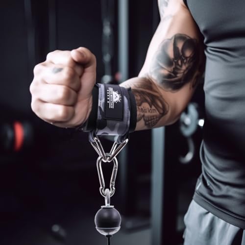 Image of Wrist Cuffs for Cable Machines - Padded & Adjustable Straps for Lateral Raises, Tricep Pushdowns & Strength Training