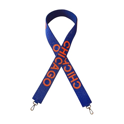 Correa para monedero de cuentas azul marino con letras naranjas de 49 pulgadas Lashicorn