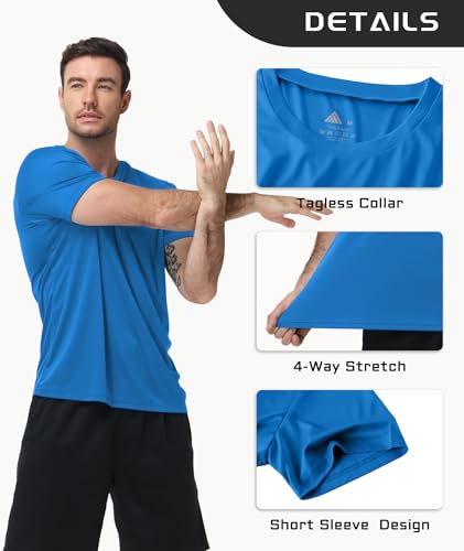 Image of 3 Pack Mens Swim Shirt Workout Shirts UPF 50+ Short Sleeve Rash Guard Fast Dry Sun Protection Lightweight Water Shirt