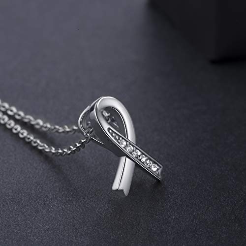 Breast Cancer Gifts Sterling Silver Necklace Breast Cancer Awareness Necklace for Women Rose Gold Ribbon Necklace for Women4