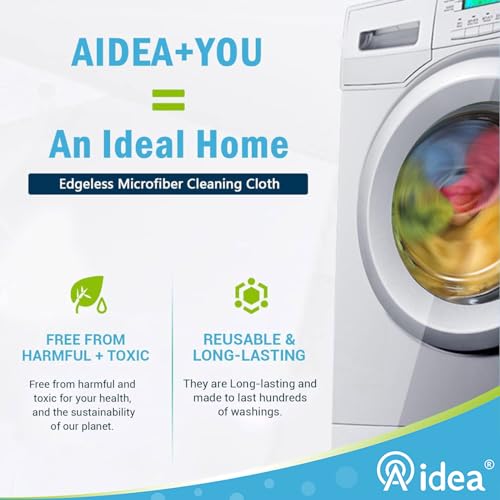 AIDEA Microfiber Cleaning Cloths Softer, More Absorbent, Lint-Free, Wash Cloth for Home, Kitchen, Car, Window (16in.x 16in.) (Pack of 4)