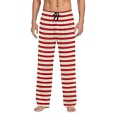 Red and White Stripes Mens Pajama Pants Funny Men Pajamas Bottoms Lounge Pants With Pockets
