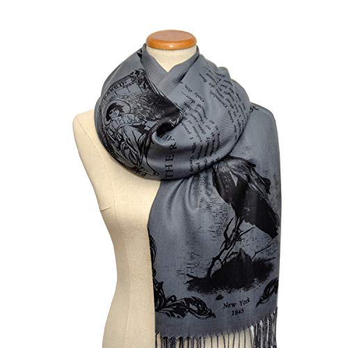 The Raven By Edgar Allan Poe Shawl Scarf Wrap (Bluish Gray) #TOP7