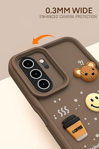 Image of COLORflow Back Cover Compatible with Redmi Note 14 Pro 5G / Poco X7 5G | Cute Fun Cartoon 3D Ball Coffee Silicone Case (Brown) | Designer Camera and Body Protected Back Cover