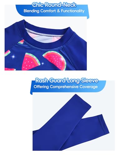Image of Snowheart Girls Rash Guard Swimsuit Set Long Sleeve Bathing Suit Two Piece 3-12 Years