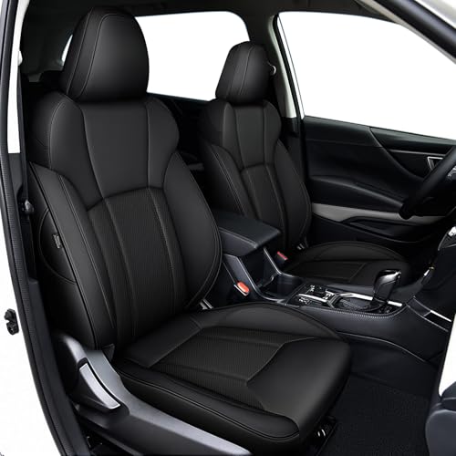 Image of IKABEVEM Custom Fit Seat Covers for Subaru Forester 2019-2024, Full Set Faux Leather Car Seat Covers, Waterproof Seat Protector, Airbag Compatible, Fully Covered Interior Seat Covers Black