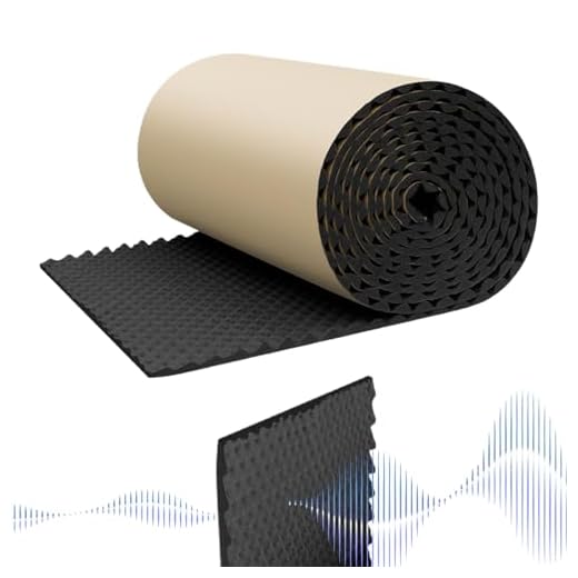 YNPQTDS 1 rollo de paneles de espuma a prueba de sonido autoadhesivos de 100/200 x 50 x 2 cm, espuma acústica para caja de huevos, paneles de sonido que reducen el ruido para paredes, barrera de