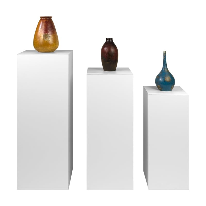 Image of shopPOPdisplays 3 Pcs Pedestal Stand Set - White Expanded PVC - Lightweight, Space Saving, Compact Storage - Plinth Pillar for Party, Events, Retail, and Exhibits - 50lb. Capacity (Standard Set)
