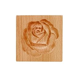 SagaSave 3D Wooden Baking Mould, Cookie Biscuit Press Stamp Molds DIY Cookie Stamp Embossing Craft Decorating Baking Tool for Party Wedding Christmas (Rose)