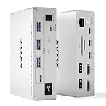 YOUTINGHDAV 15-in-1 USB C Docking Station KVM Switch 2 Laptops 2 Monitore 4K@60Hz, USB3.0 KVM Switch 2 PC 2 Monitore USB C, Dual HDMI Out, 80W PD, 5Gbps, Gigabit Ethernet, TF/SD Card, Wired Remote