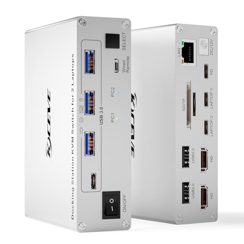 Servizio clienti e contenuto della confezione: 12 mesi di assistenza: la docking station USB-C KVM Switch contiene: 1 docking station KVM, 2 cavi USB C, 1 telecomando con cavo (1,5 m) e 1 manuale (lingua italiana non garantita). Offriamo 12 mesi di assistenza clienti e supporto tecnico a vita per questo monitor KVM 2 USB C. Per qualsiasi domanda non esitate a contattarci – vi aiuteremo.