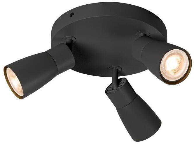 SLV PURI 2.0 - Lámpara de techo y pared redonda (3 bombillas GU10 de máx. 6 W), color negro