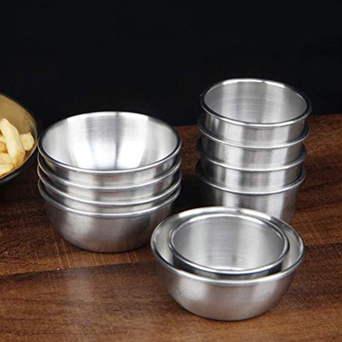 YARNOW 6 peças de 80 ml de molho de aço inoxidável, pratos redondos para temperos de sushi