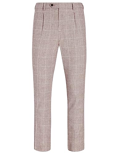 Men's Premium Comfort Checked Classic Fit Suit Pants for Groom Banquet