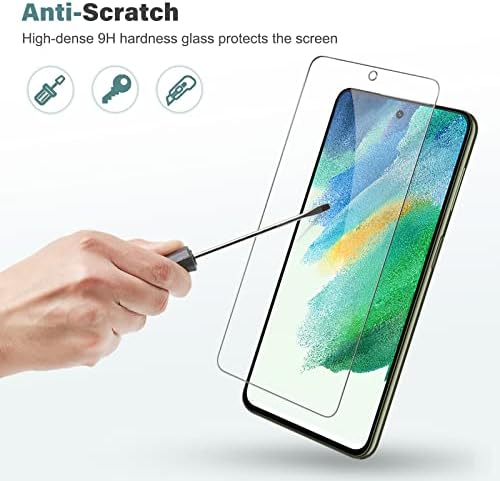 Amazon Brand- Eono Samsung Galaxy S21 FE Screen Protector and Camera Lens Protector, 2+2 Pack, Premium Tempered Glass Screen Protector with Alignment Frame, Anti Scratch, High Definition, Bubble Free