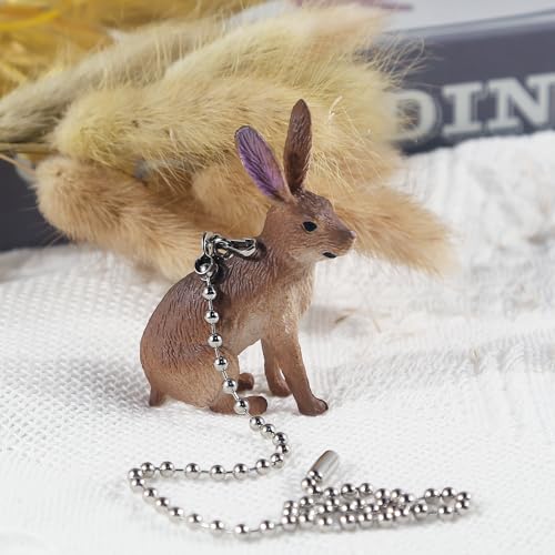 Image of Rabbit Ceiling Fan Pull Chain,Cute Realistic Easter Bunny Fan String Pulls Charm Extension Decorative,12in 3mm Diameter Beaded Fan Light Pull Chains Extender Ornaments for Kids Room