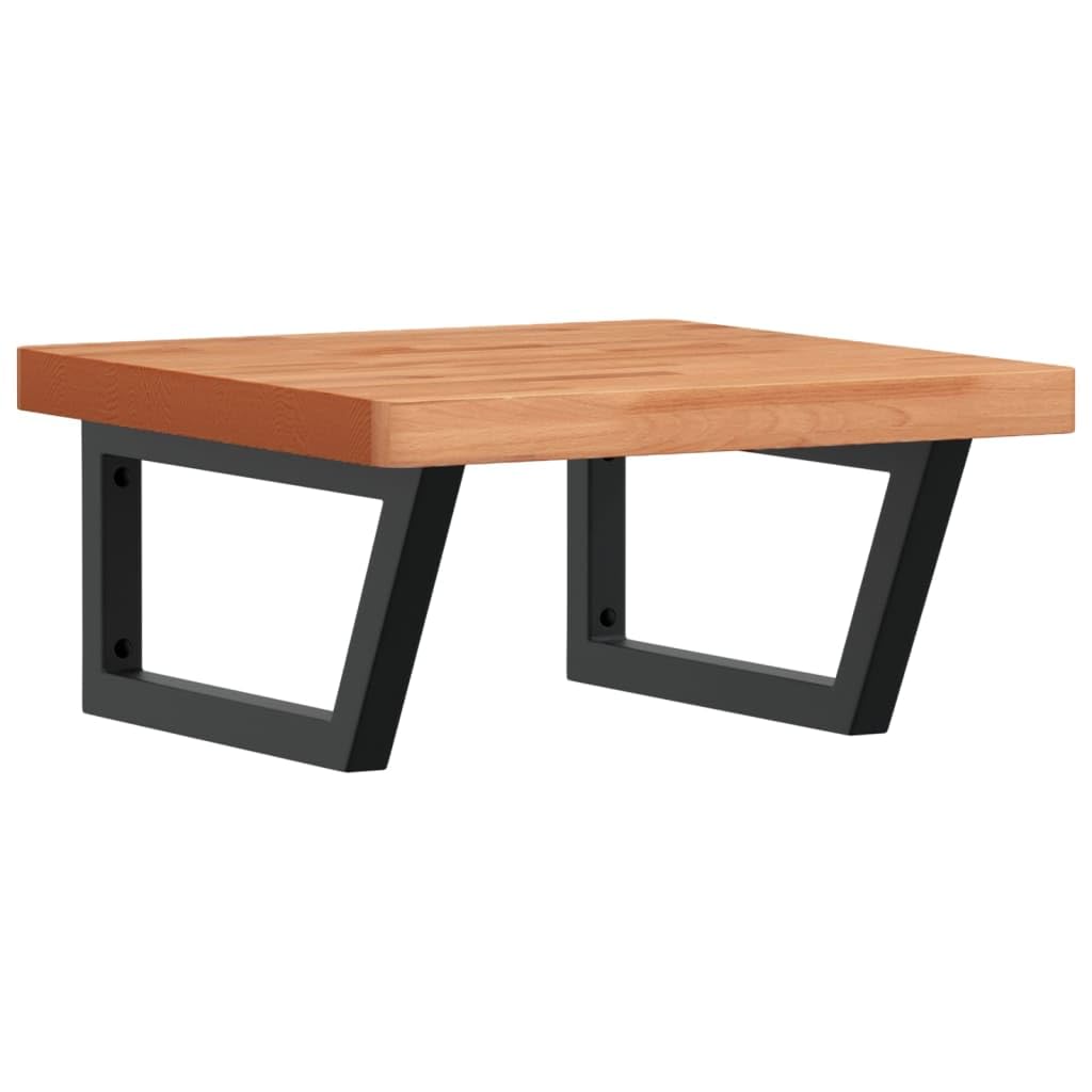 Support en acier noir pour plateau de lavabo hêtre massif 50x50 cm suspendu