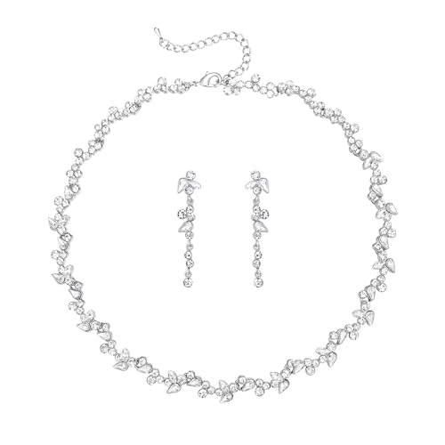 Joyas de boda: conjunto de collar de gota y pendientes largos para novia y damas