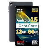2025 Topsand Android 15 Tablet 8 inch Tablet, Octa-Core Processor, 12GB RAM 64GB ROM 2TB Expandable, 1280 * 800 IPS HD Screen, WiFi6, BT5.4, Widevine L1, 5MP+8MP Dual Camera